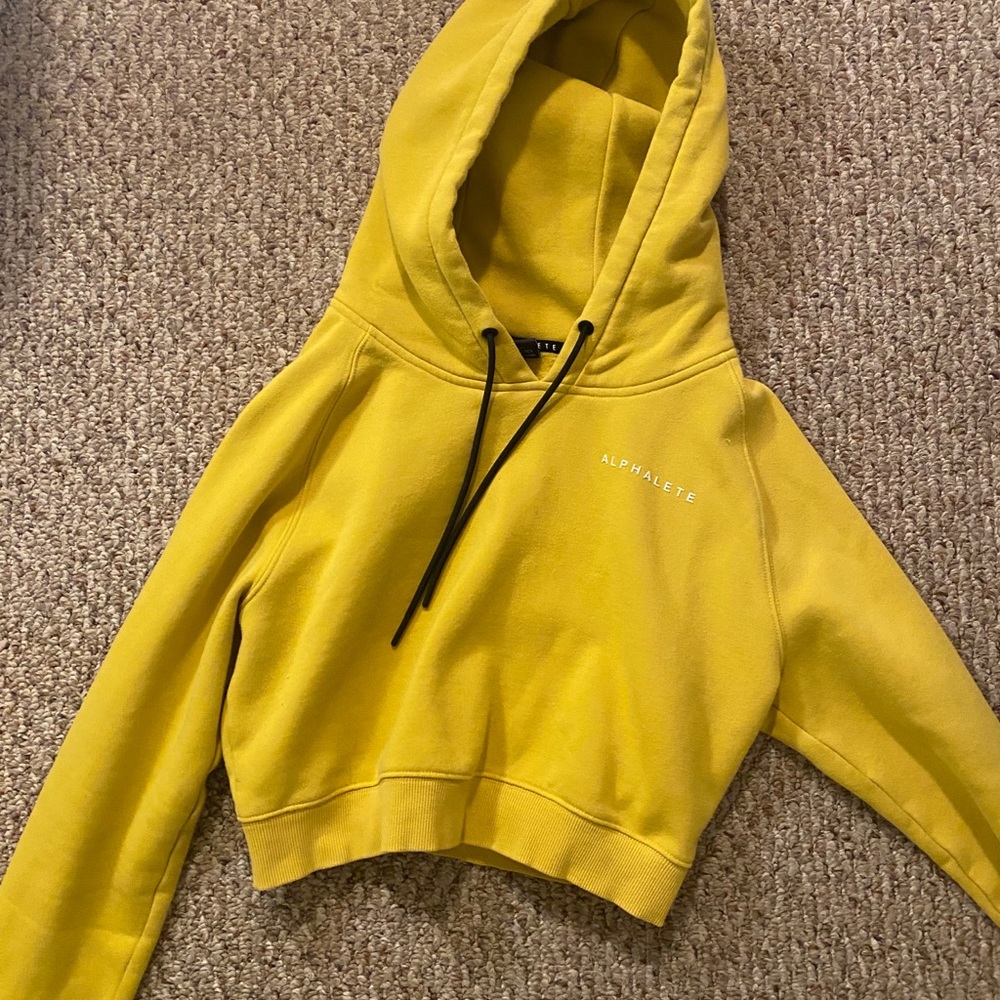 Alphalete yellow crop hoodie